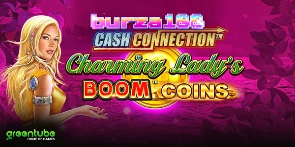 Tampilan antarmuka seluler slot Cash Connection Charming Lady’s Boom Coins